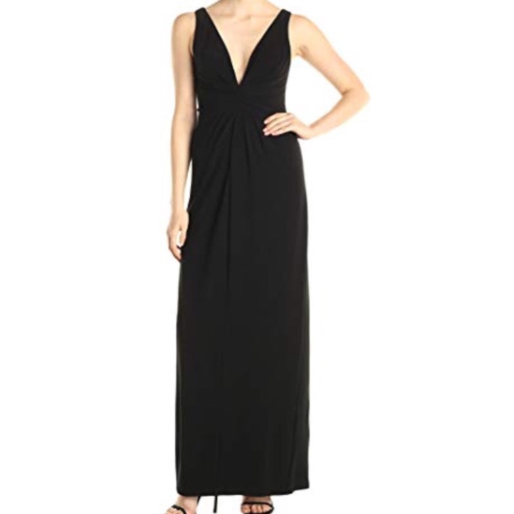 Adrianna Papell Black V-Neck Gown